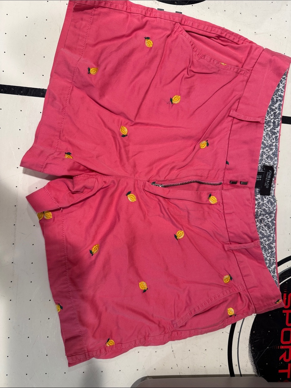 Hot Pink High-Waist Embroidered Lemon Shorts